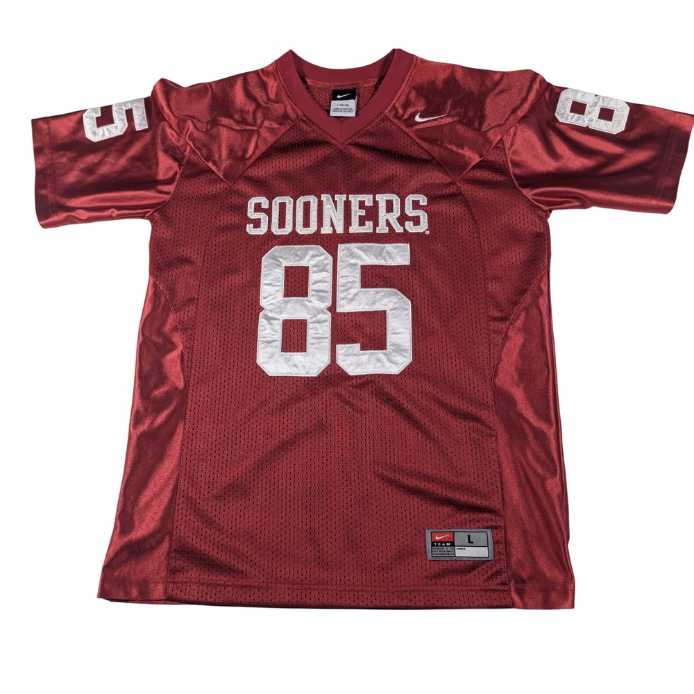 Nike Jersey Youth L Red Oklahoma Sooners Football #85 Mesh Short Sleeve V-Neck